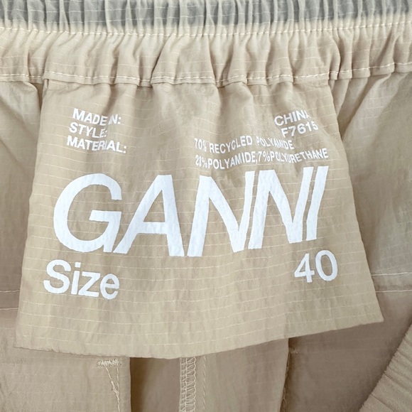 GANNI Beige Light Tech Hoodie & Drawstring Pants - Designer workout set- Size M - Picture 8 of 12